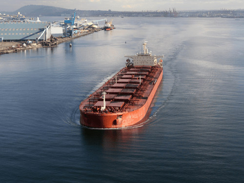 Large cargo ship sailing into port shows how carrier diversity includes global sea freight options