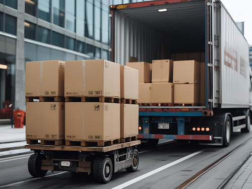 A trailer is loaded with boxes for outbound shipment, part of streamlined fulfillment logistics services