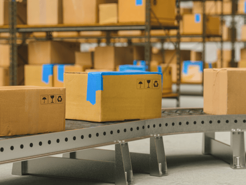 Fulfilment Center conveyor belts automate packaging and processing to speed up customer order delivery