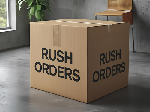 Large rush orders box prepared in warehouses for immediate shipment under tight delivery timelines