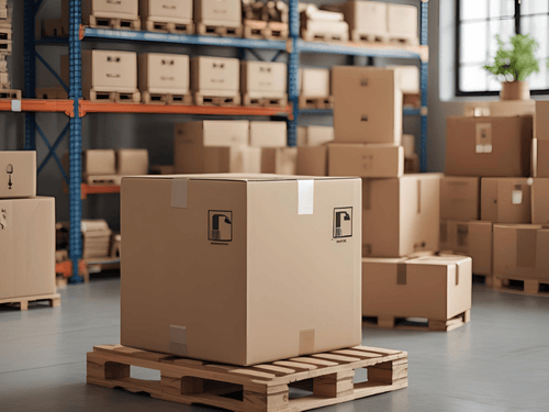 Large cardboard boxes on pallets in a warehouse illustrate a streamlined managed inventory process